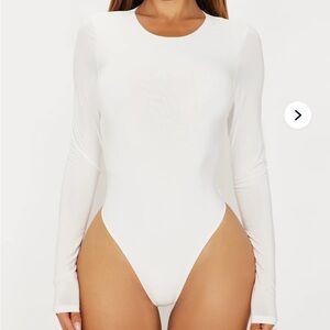 NWT Double Lined White Long Sleeve Bodysuit, Size L